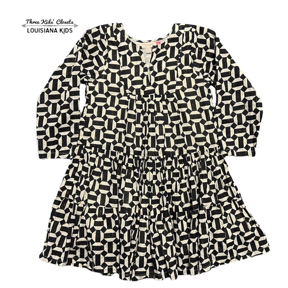Pink Chicken 6Y Black Gold Caviar Octagon Penelope Dress